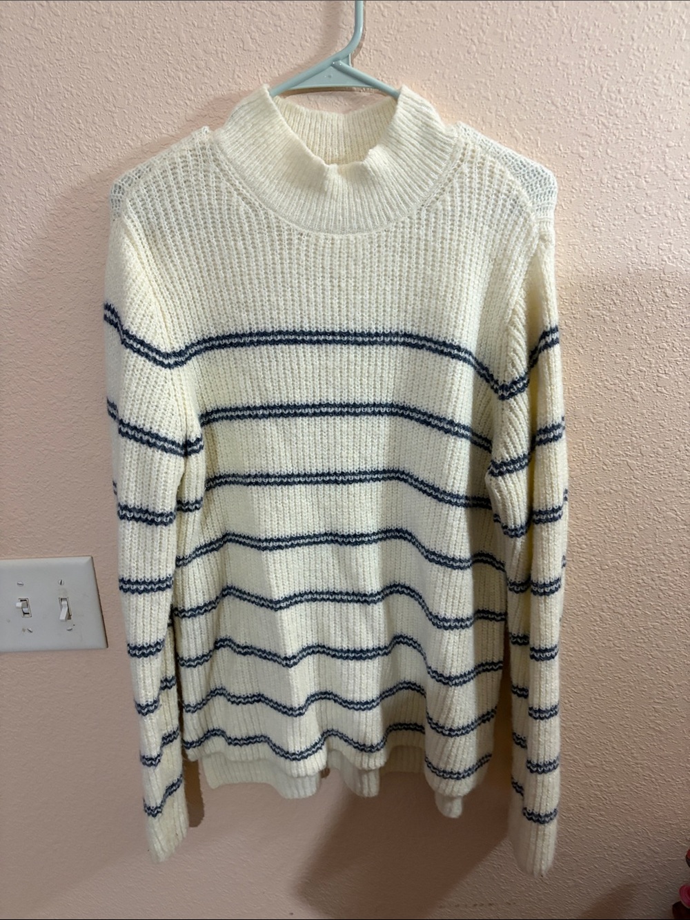 Maurice’s Cream Crewneck Sweater with Navy Stripes